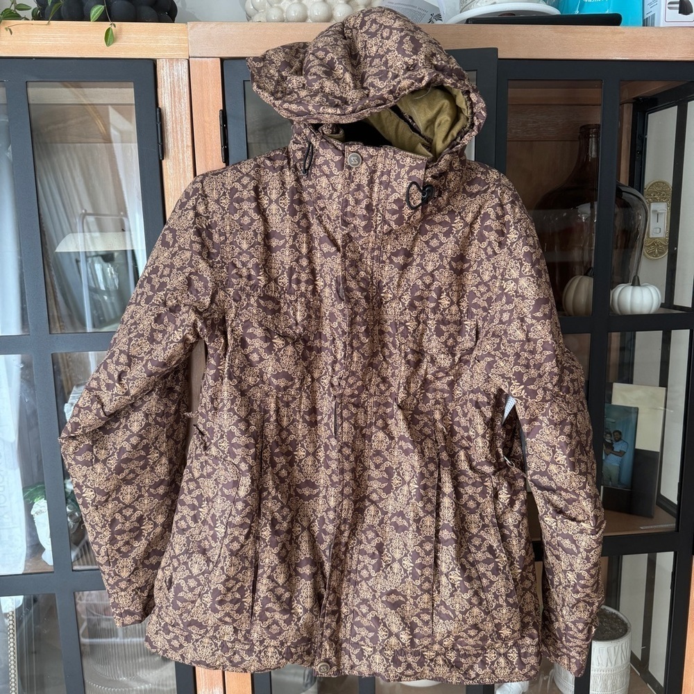 90s Vintage Sims Paisley print ski jacket puffer hooded pockets insulated snow